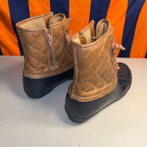 Stevies Duck Boots Women Size 6 Navy Blue Brown Side Zip Snow, Rain Steel Shank - Picture 3 of 7